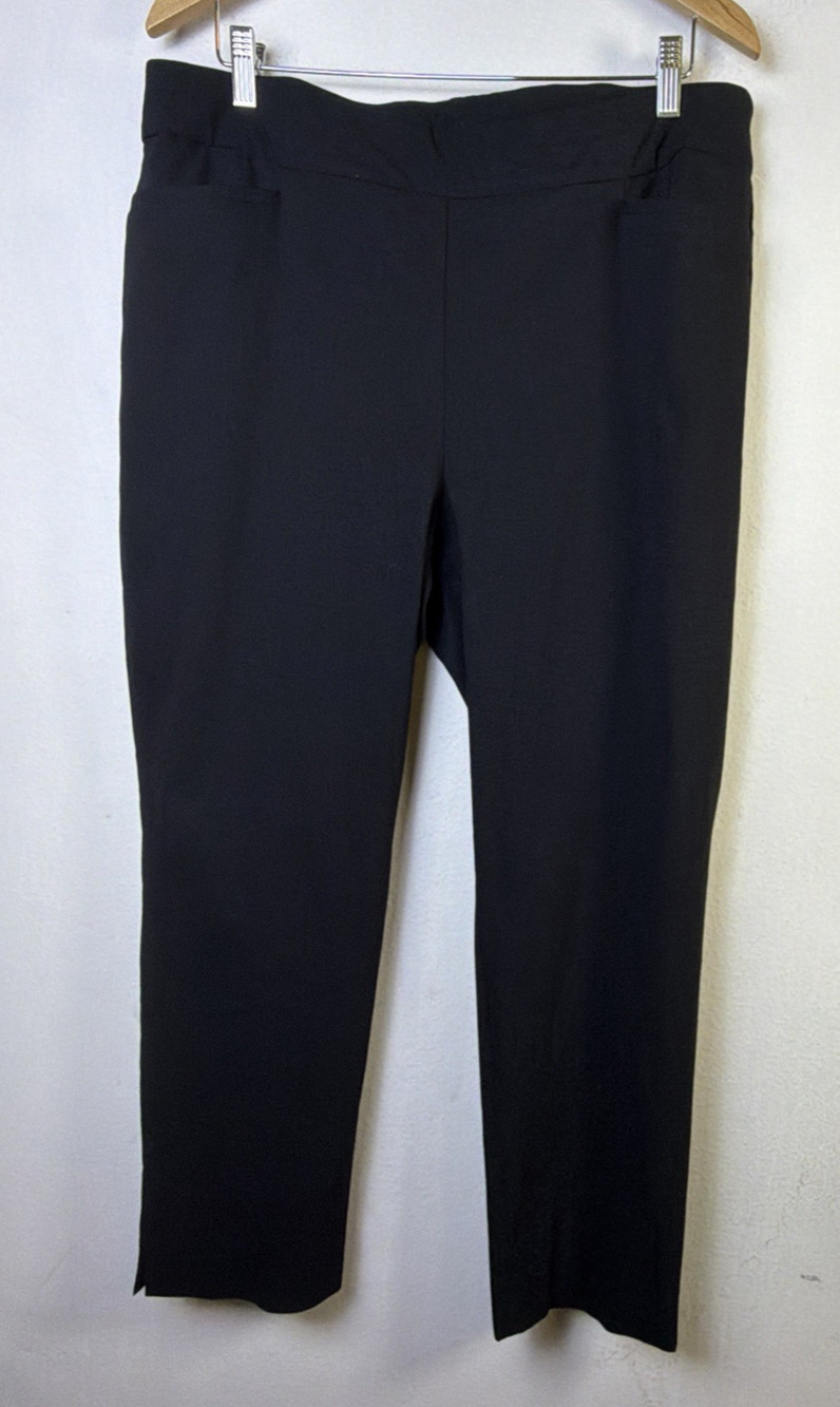 Chico's 3 Pants Black Ankle Slim Leg Rayon Nylon Spandex XL classic quiet luxury